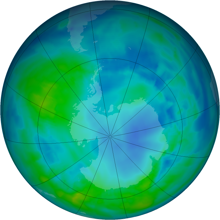 Antarctic ozone map for 26 April 2013